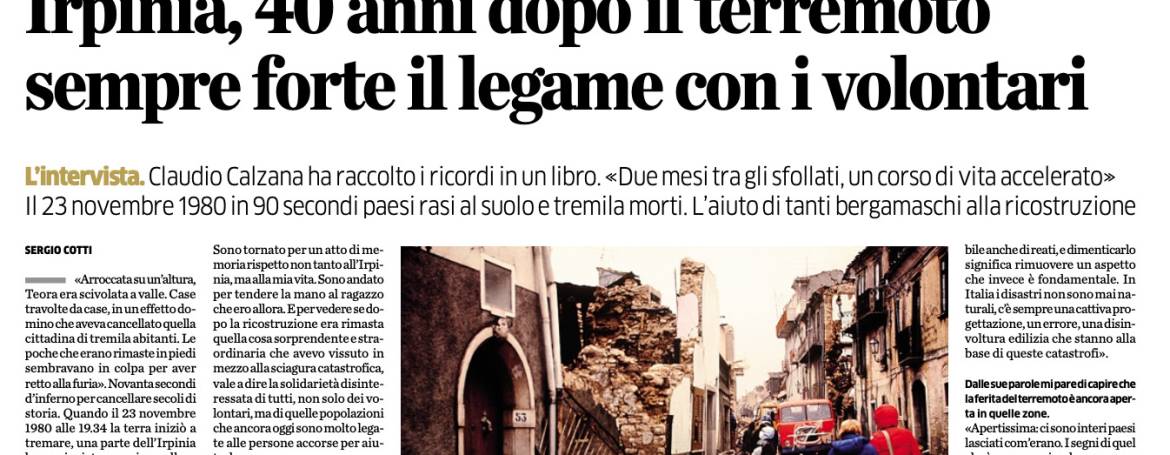 Ritorno in Irpinia, una pagina sull’Eco